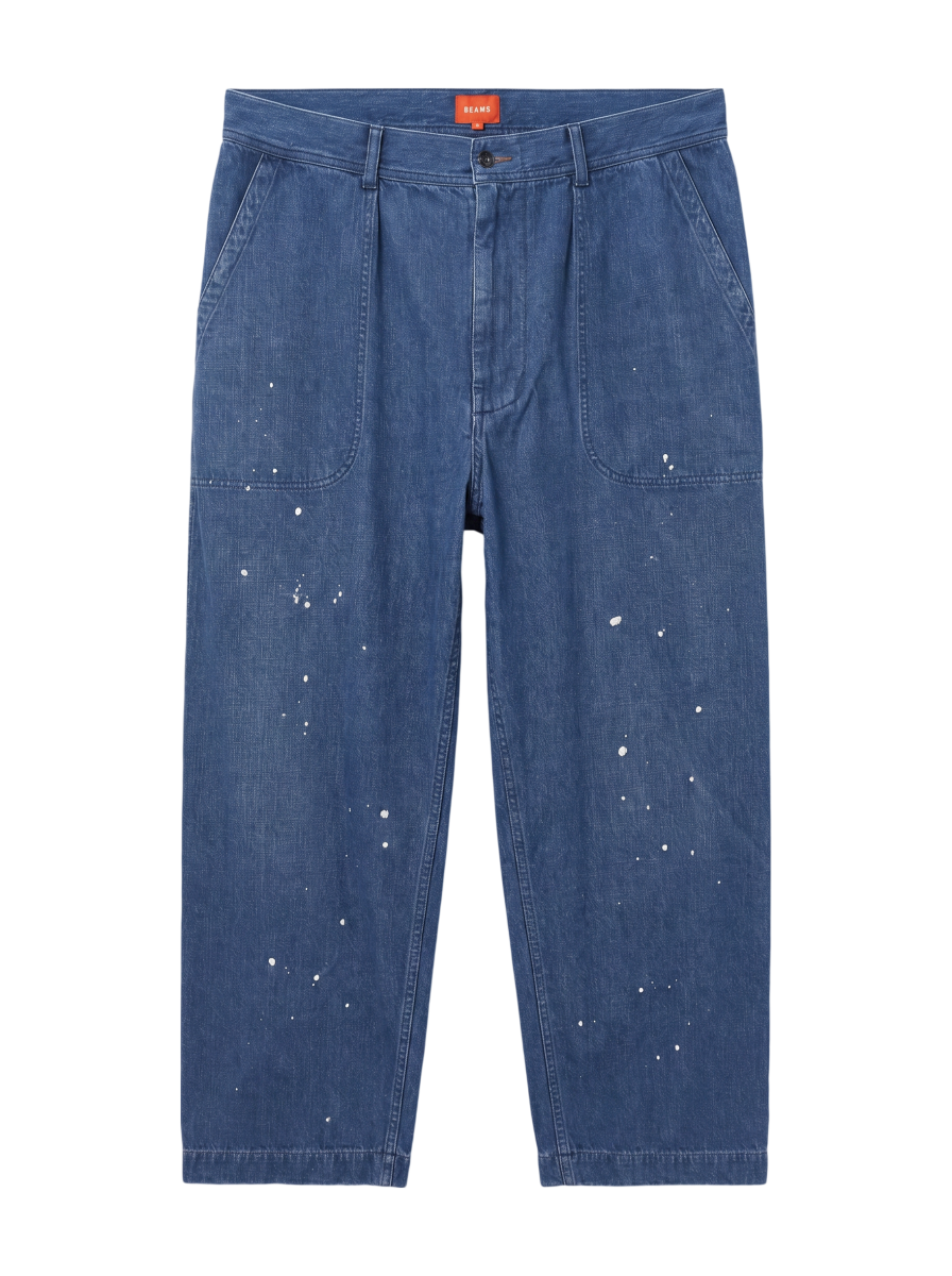 010490● BEAMS ペイント 1プリーツ ベイカー パンツ S BEAMS / ペイント 1プリーツ ベイカーパンツ / XL(LL) / BLUE – BEAMS