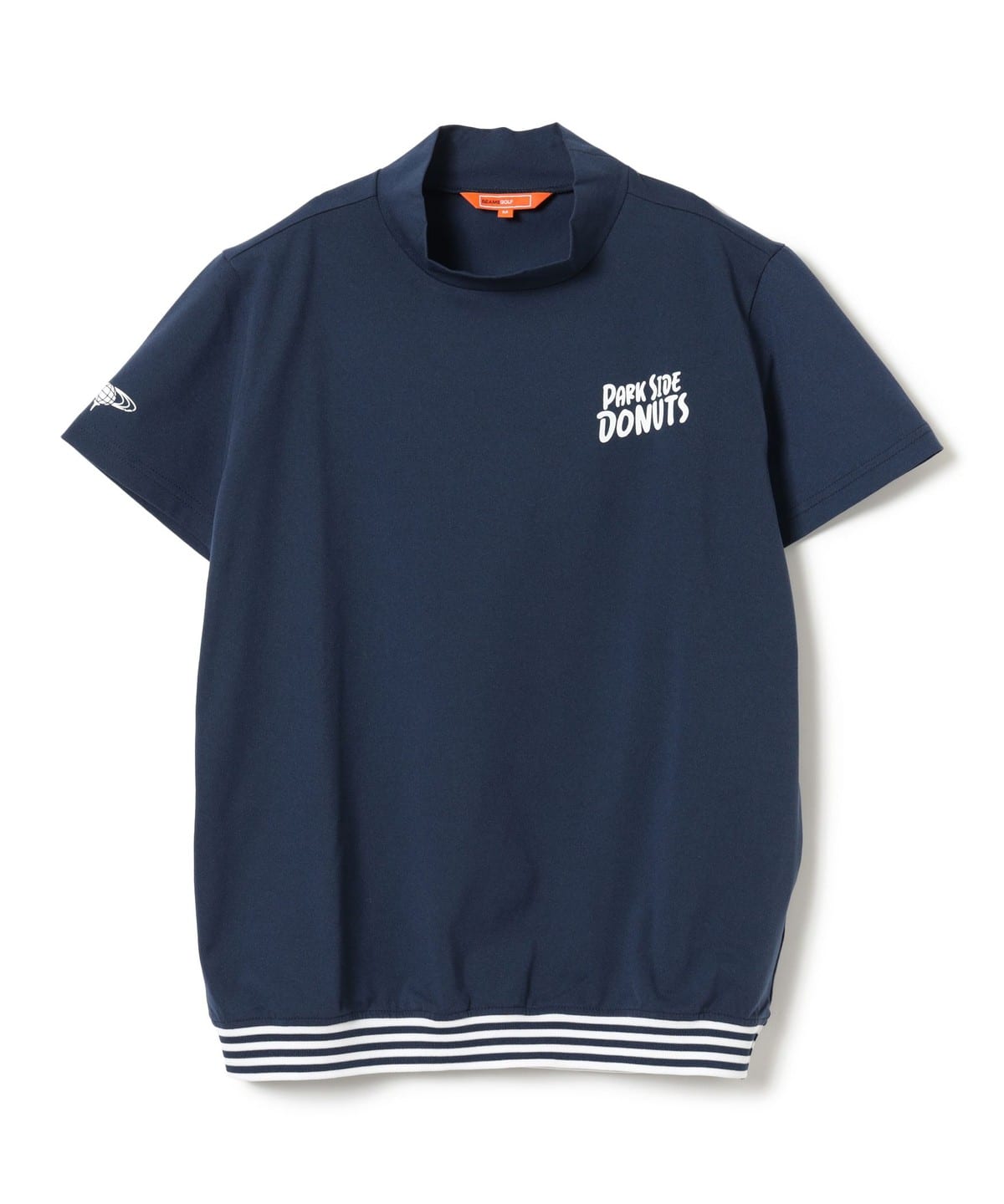 BEAMS GOLF スポーツロゴ　モックネック GOLF ORANGE / フラッグロゴ モックネックシャツ. / M / NAVY – BEAMS