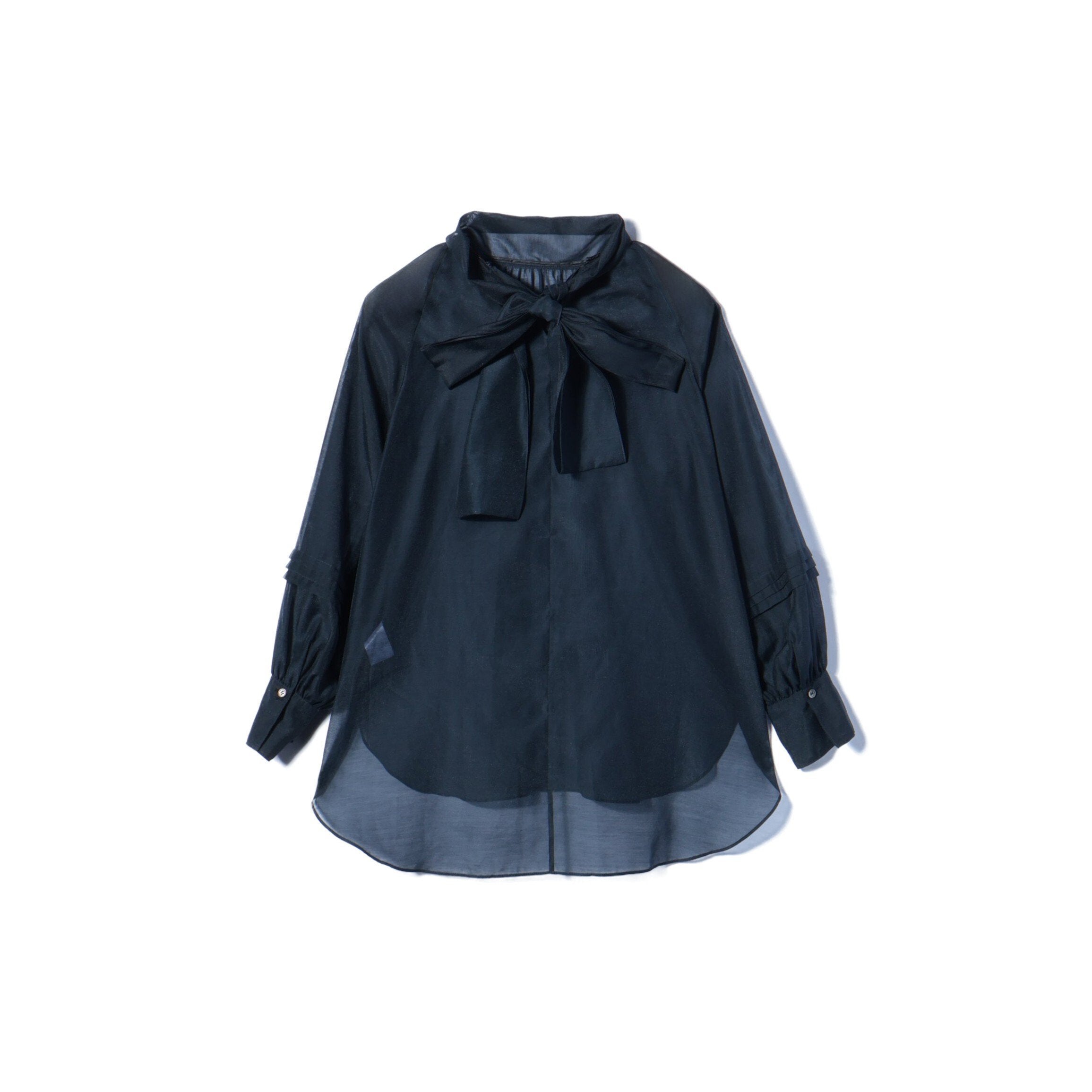 Demi-Luxe BEAMS / オーガンジー リボンブラウス / M / NAVY – BEAMS