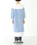 BEAMS BOY / ナバルボーダー ロングワンピース 7分袖