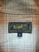 BEAMS HEART / カラミ オンブレチェック オープンカラーシャツ