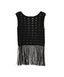 RBS / スカシ柄 フリンジ ノースリーブ ニット