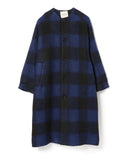 BEAMS BOY / ノーカラー バッファローチェック コート