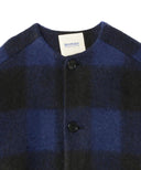 BEAMS BOY / ノーカラー バッファローチェック コート