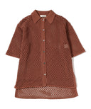 Demi-Luxe BEAMS / メッシュ ポロ襟 ボタンニット