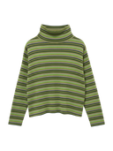 BEAMS BOY / フライス マルチボーダー タートルネック プルオーバー カットソー