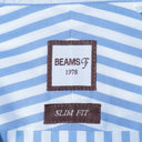 BEAMS F / ストライプ カッタウェイ カラー シャツ
