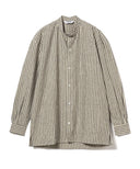 Placide / リネンコットン ストライプ バンドカラーシャツ