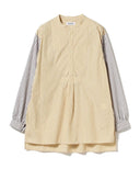 BEAMS BOY / ストライプ ヘンリーネック ロングテール シャツ