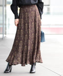 Ray BEAMS / ダマスク プリント ラッフル スカート