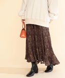 Ray BEAMS / ダマスク プリント ラッフル スカート