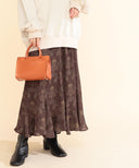 Ray BEAMS / ダマスク プリント ラッフル スカート