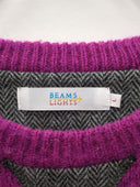 BEAMS LIGHTS / ガゼット ツイード パッチ クルーネックニット