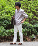 Brilla per il gusto / リネンコットン ダブルストライプ バンドカラー プルオーバーシャツ