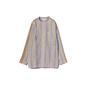 QUWAGI / ストライプ スタンドカラーシャツ