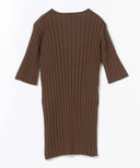 Demi-Luxe BEAMS / ワイドリブ 5分袖ニット