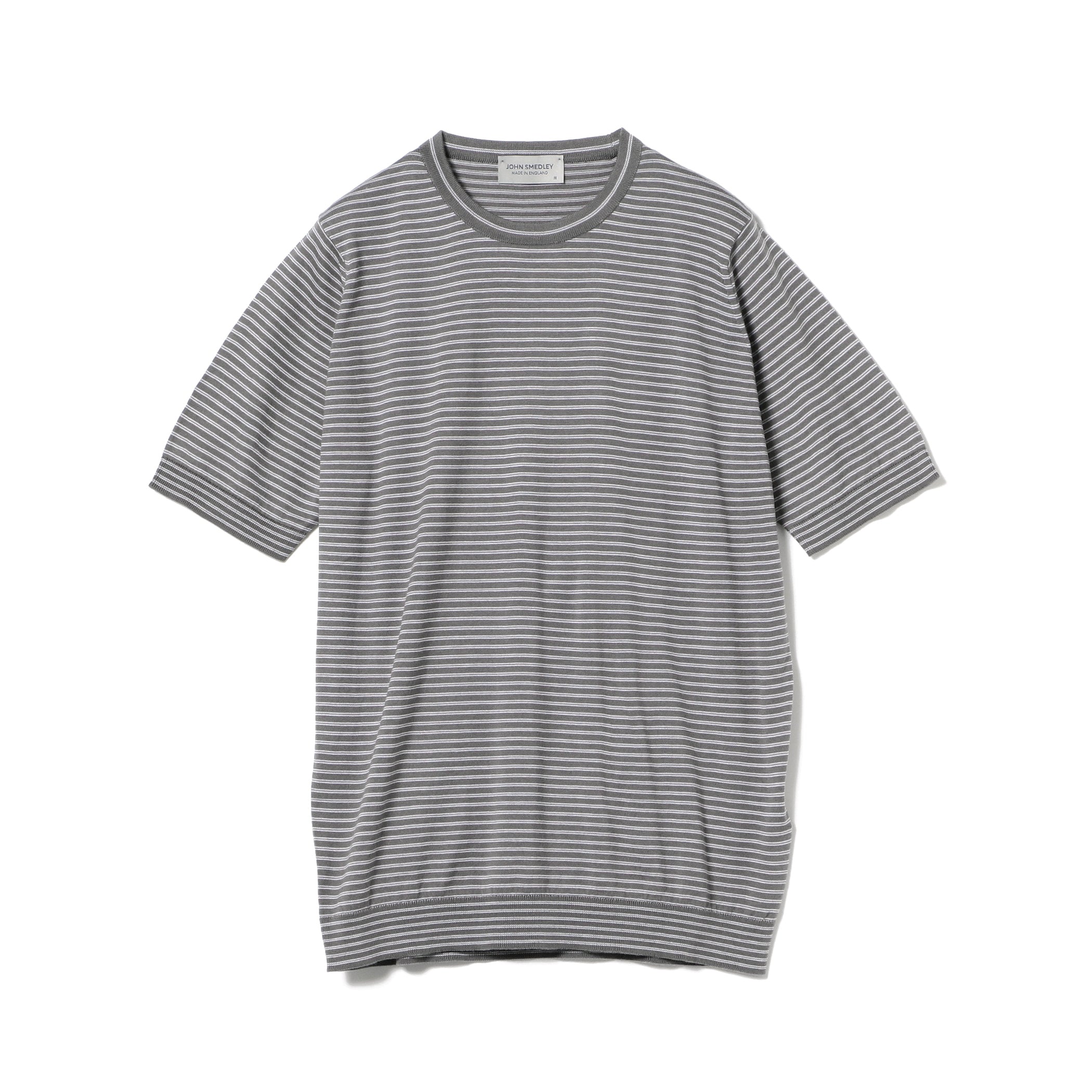 JOHN SMEDLEY / コットン ボーダー クルーネックニットTシャツ / M / M 
